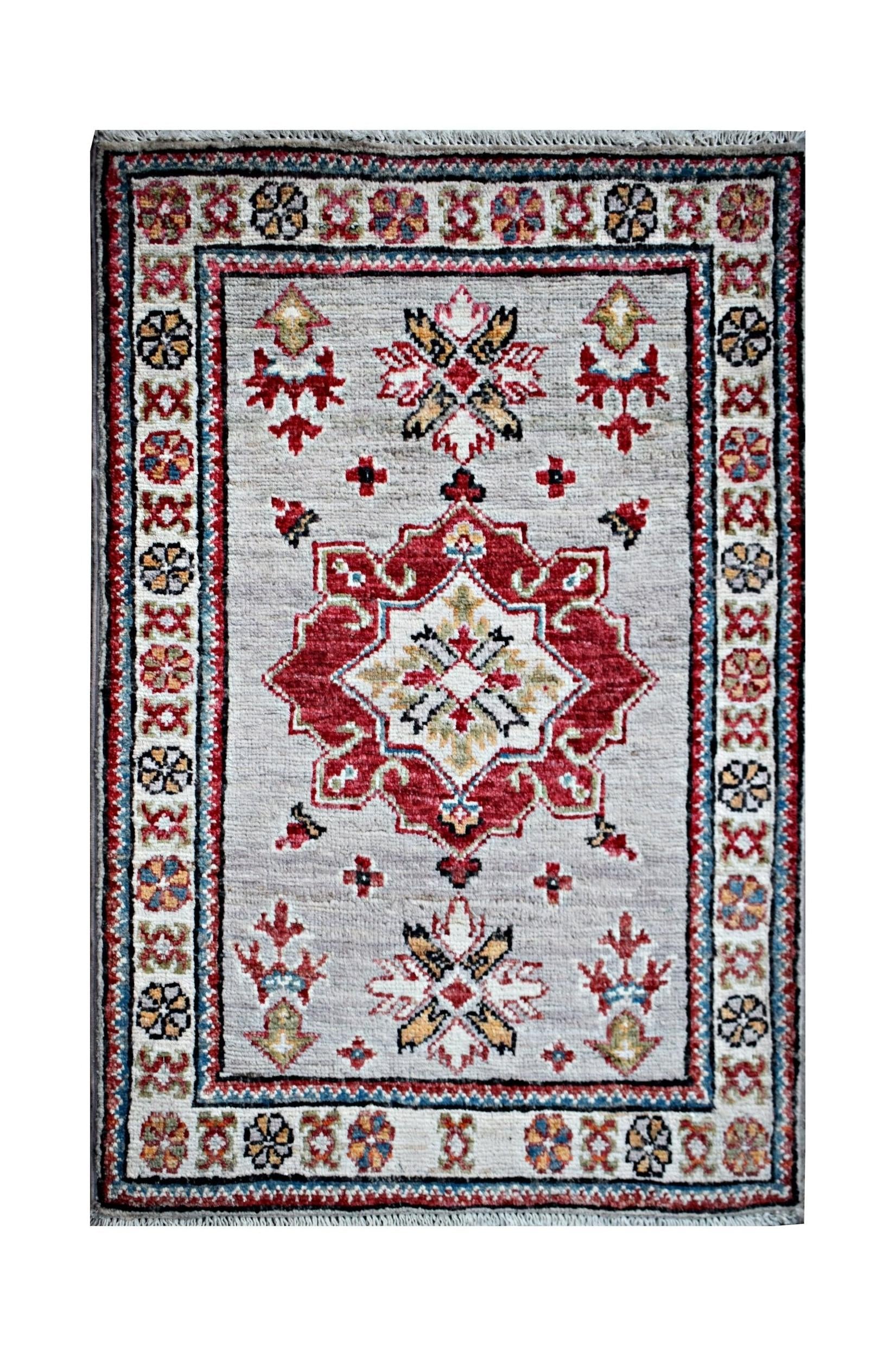 Handmade Mini Afghan Chobi Rug | 91 x 62 cm | 3' x 2' - Najaf Rugs & Textile
