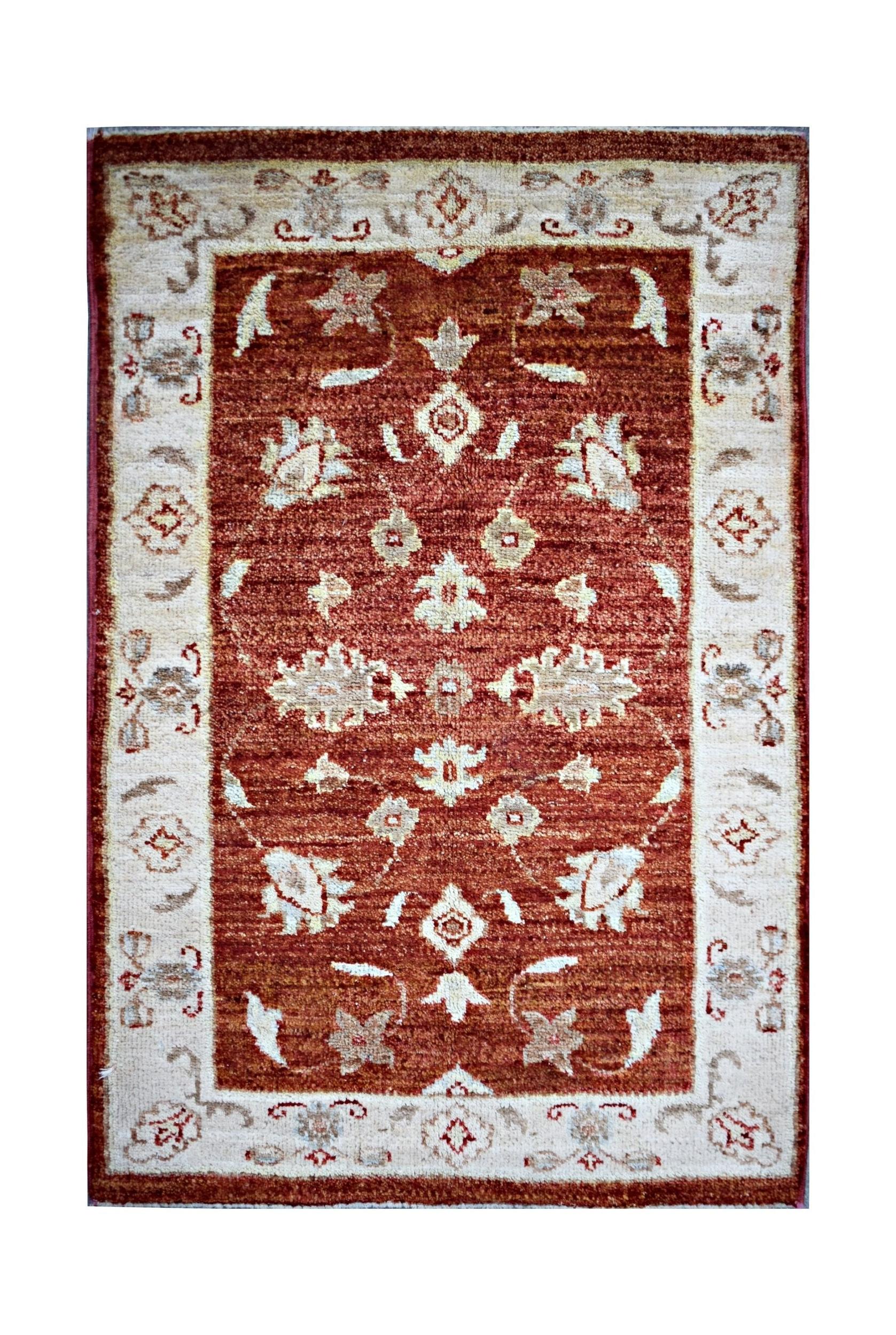 Handmade Mini Afghan Chobi Rug | 94 x 63 cm | 3'2" x 2'1" - Najaf Rugs & Textile