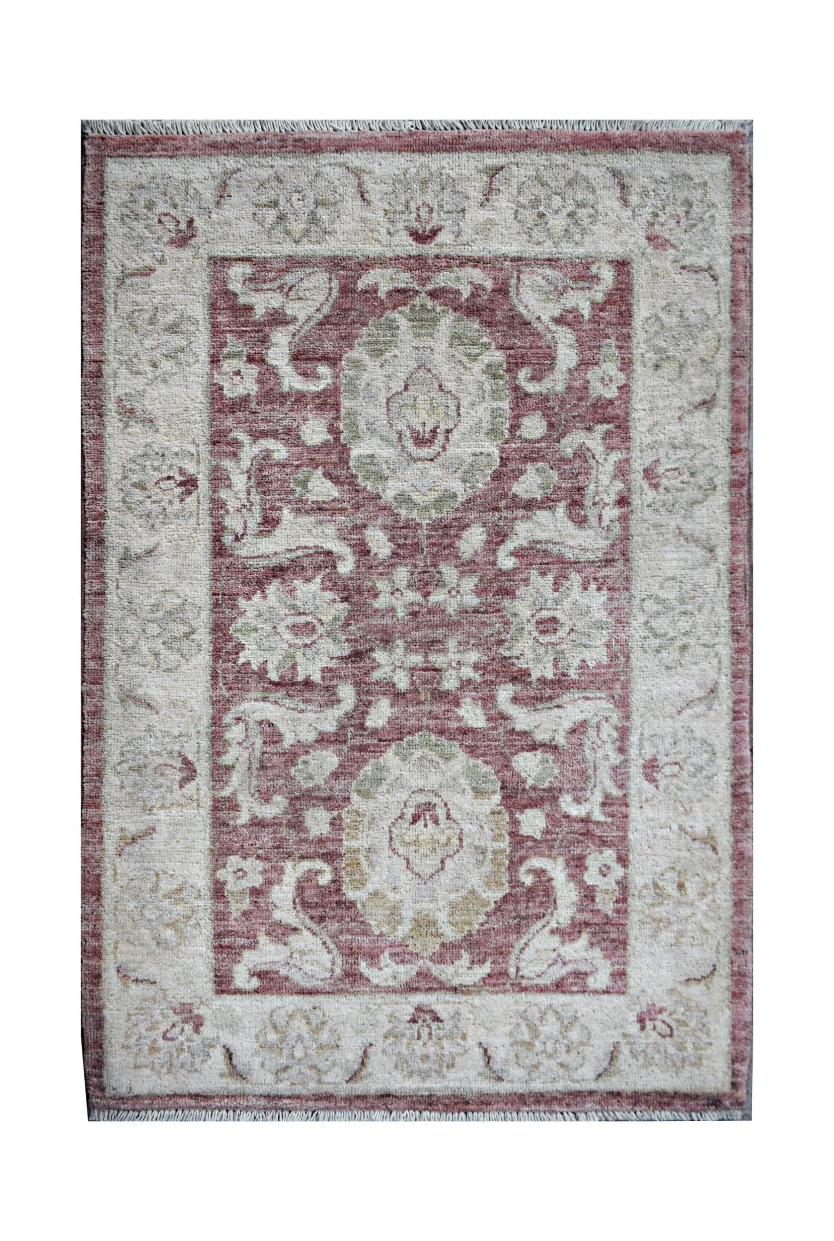 Handmade Mini Afghan Chobi Rug | 94 x 67 cm | 3'1" x 2'3" - Najaf Rugs & Textile