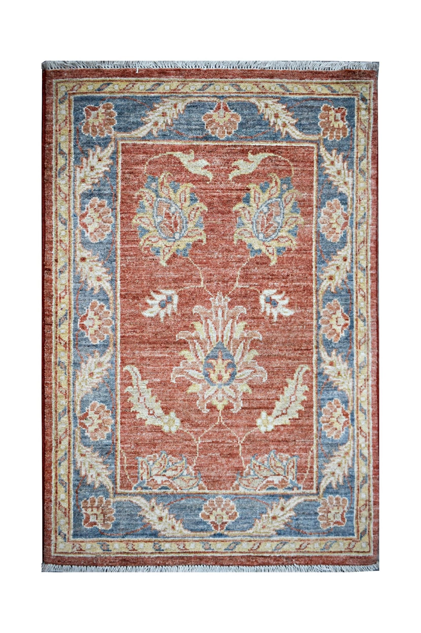 Handmade Mini Afghan Chobi Rug | 97 x 65 cm | 3'3" x 2'2" - Najaf Rugs & Textile