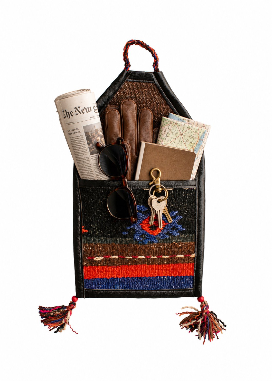 Vintage Turkish Kilim Pocket Hanging