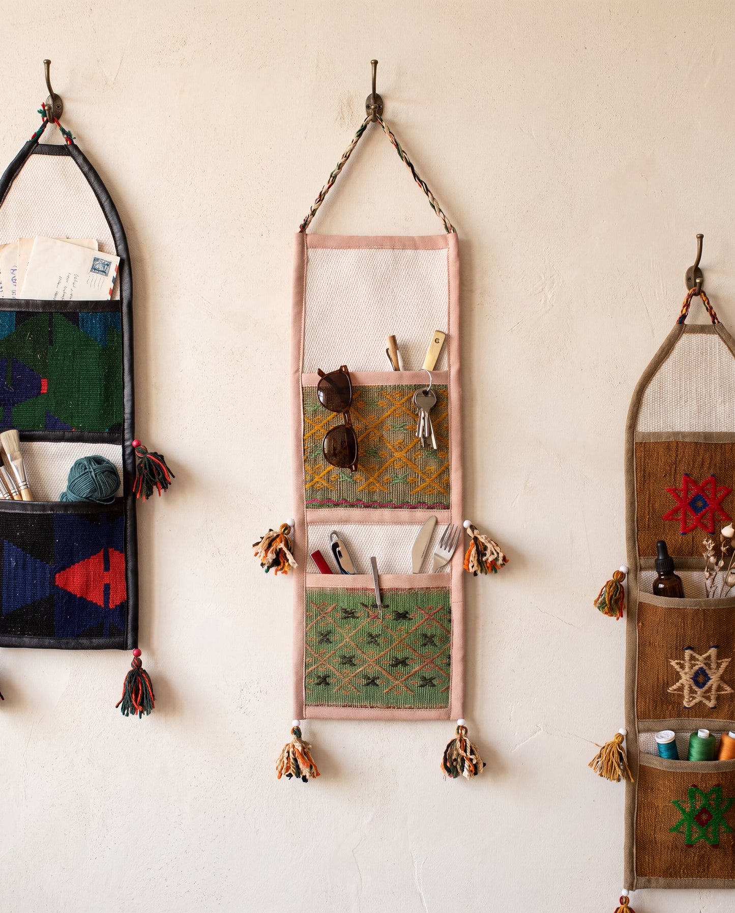 Vintage Turkish Kilim Pocket Hanging