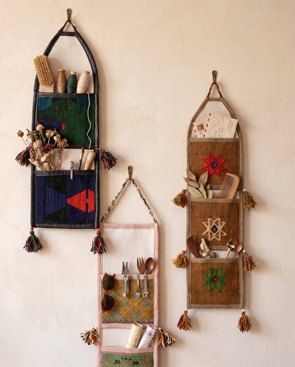 Vintage Turkish Kilim Pocket Hanging