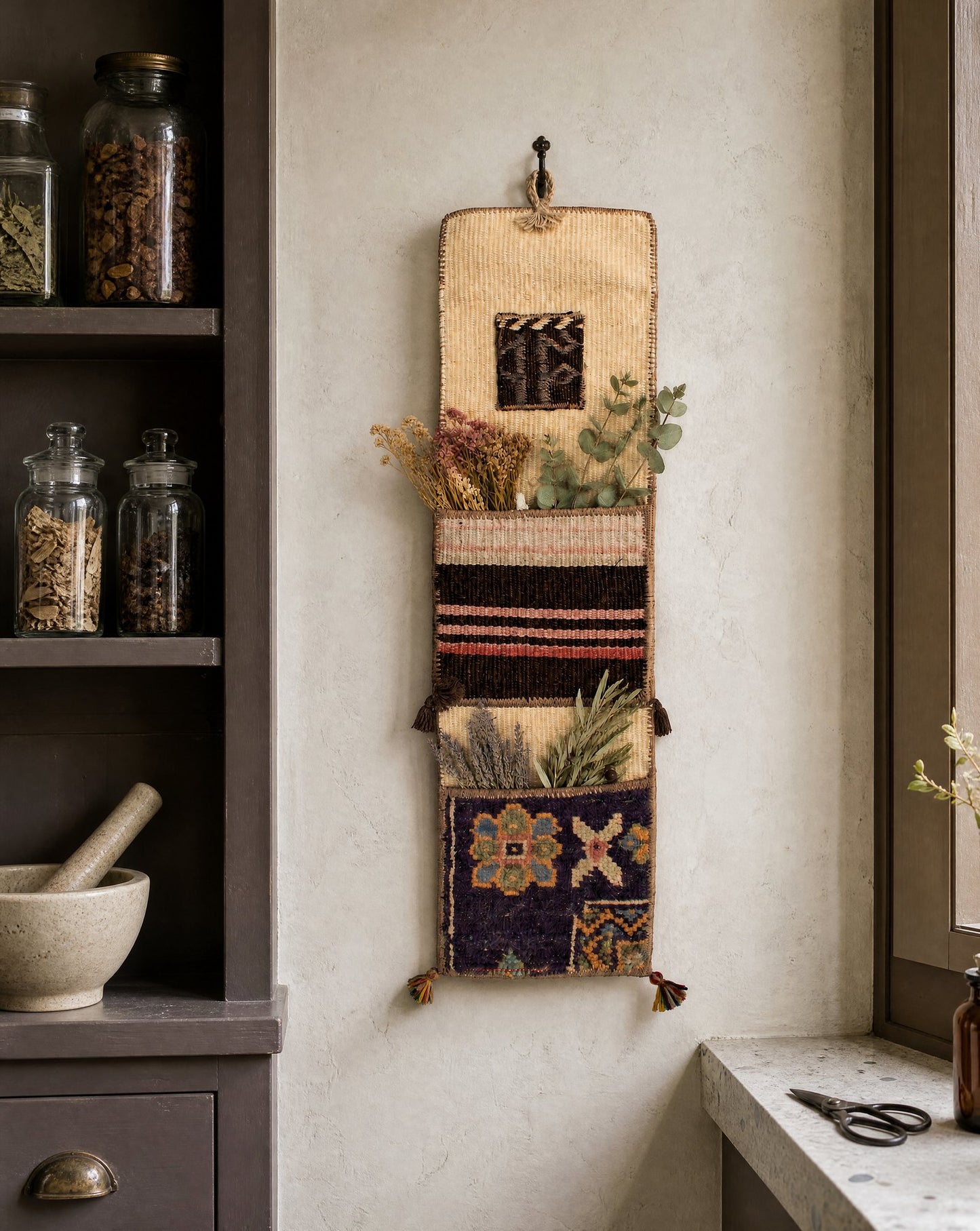 Vintage Turkish Kilim Pocket Hanging