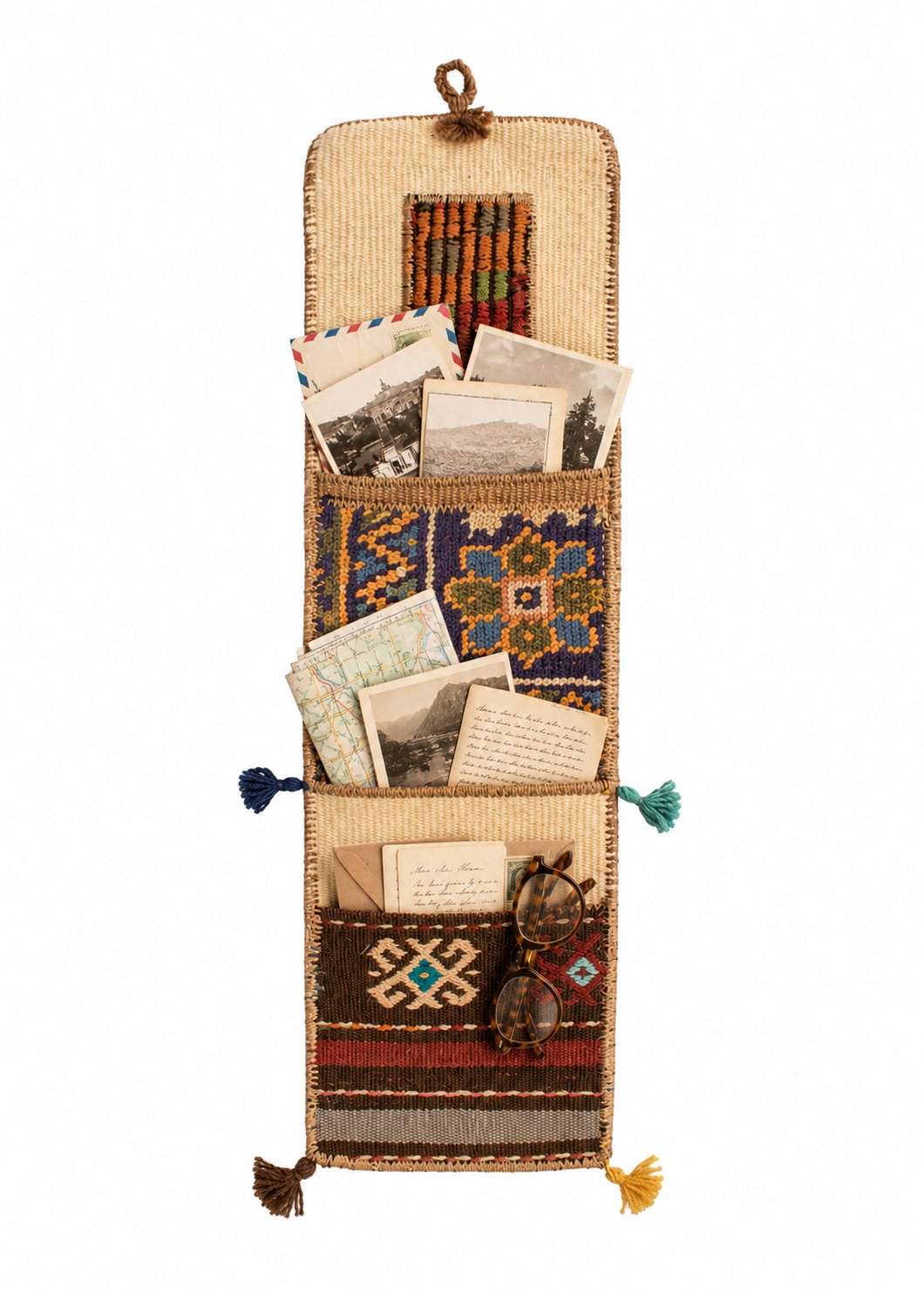 Vintage Turkish Kilim Pocket Hanging