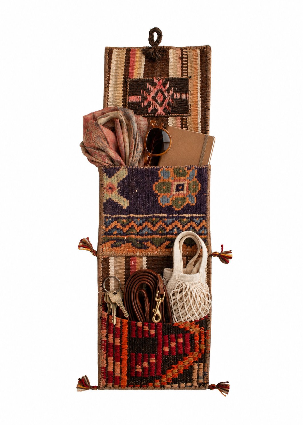 Vintage Turkish Kilim Pocket Hanging