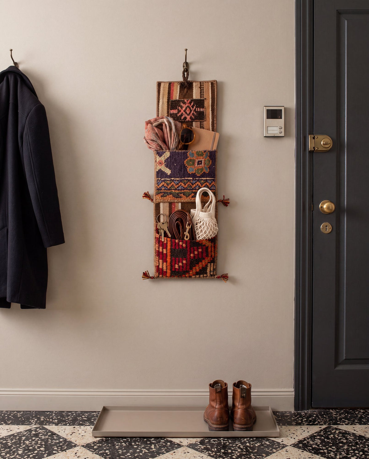 Vintage Turkish Kilim Pocket Hanging