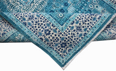 A handmade Afghan Balkh rug featuring a detailed blue and white Mamluk medallion pattern.