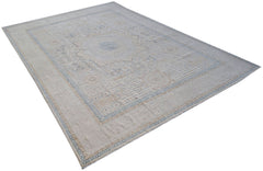 A handwoven Afghan Balkh rug featuring a traditional Mamluk medallion pattern in neutral tones.