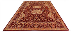 A rectangular Afghan Balkh rug featuring a traditional floral pattern in deep red and cream tones.