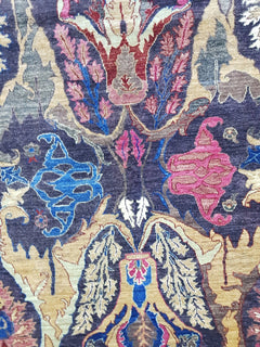 Handwoven Afghan Chobi rug featuring a traditional Bidjar pattern in deep blue and earthy tones.