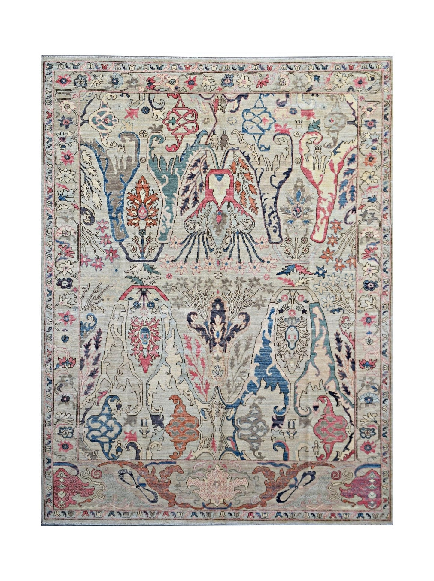Handmade Transitional Afghan Chobi Rug | 297 x 249 cm | 9'9" x 8'2" - Najaf Rugs & Textile