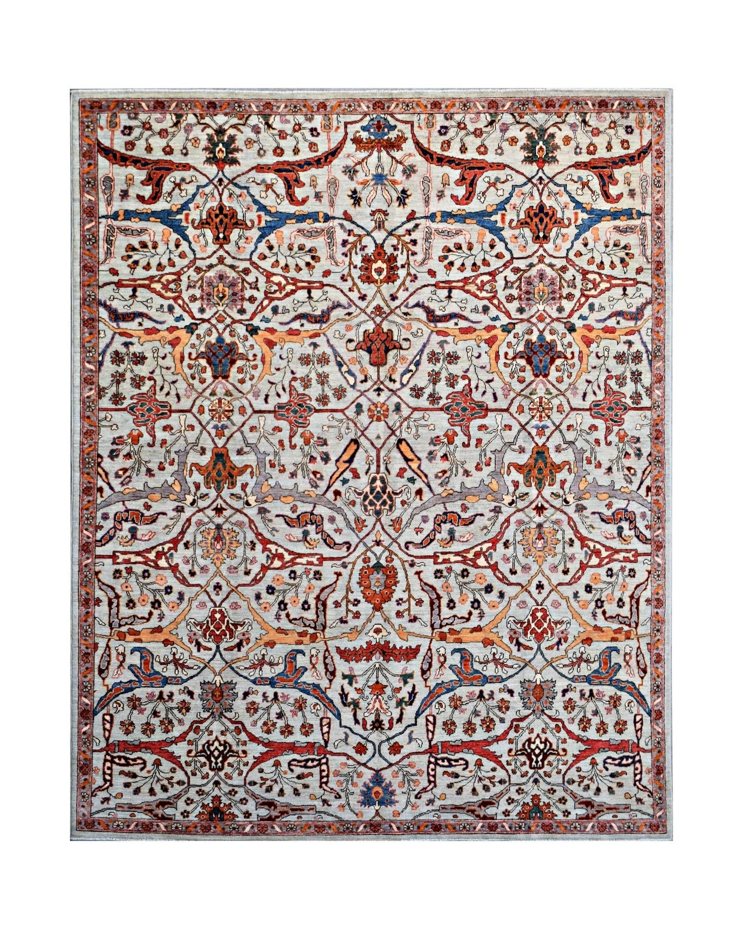Handmade Transitional Afghan Chobi Rug | 302 x 245 cm | 9'11" x 8'1" - Najaf Rugs & Textile