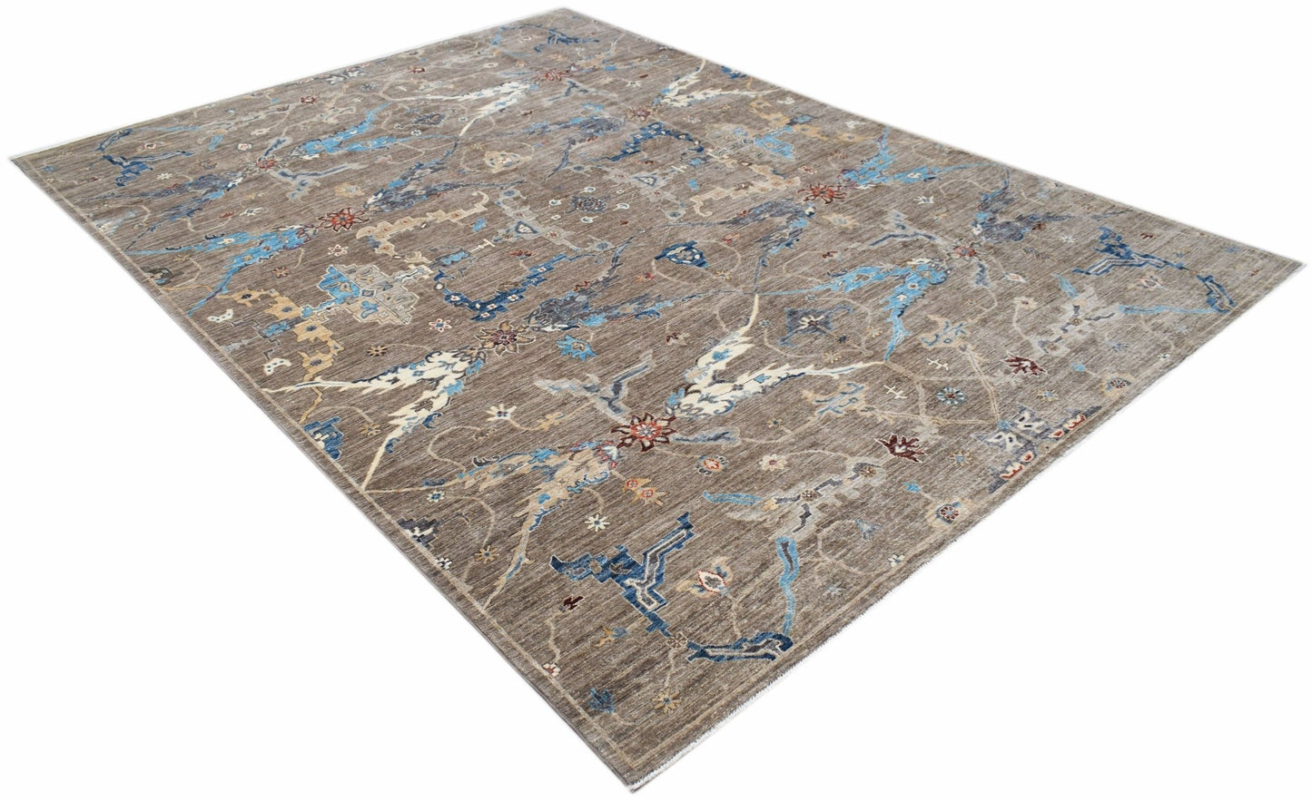 A rectangular Afghan Chobi rug featuring a traditional Bidjar pattern in blue and earthy tones.