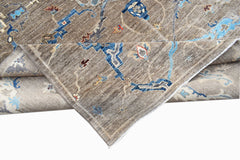 A handwoven Afghan Chobi rug featuring a traditional Bidjar pattern in brown and blue tones.