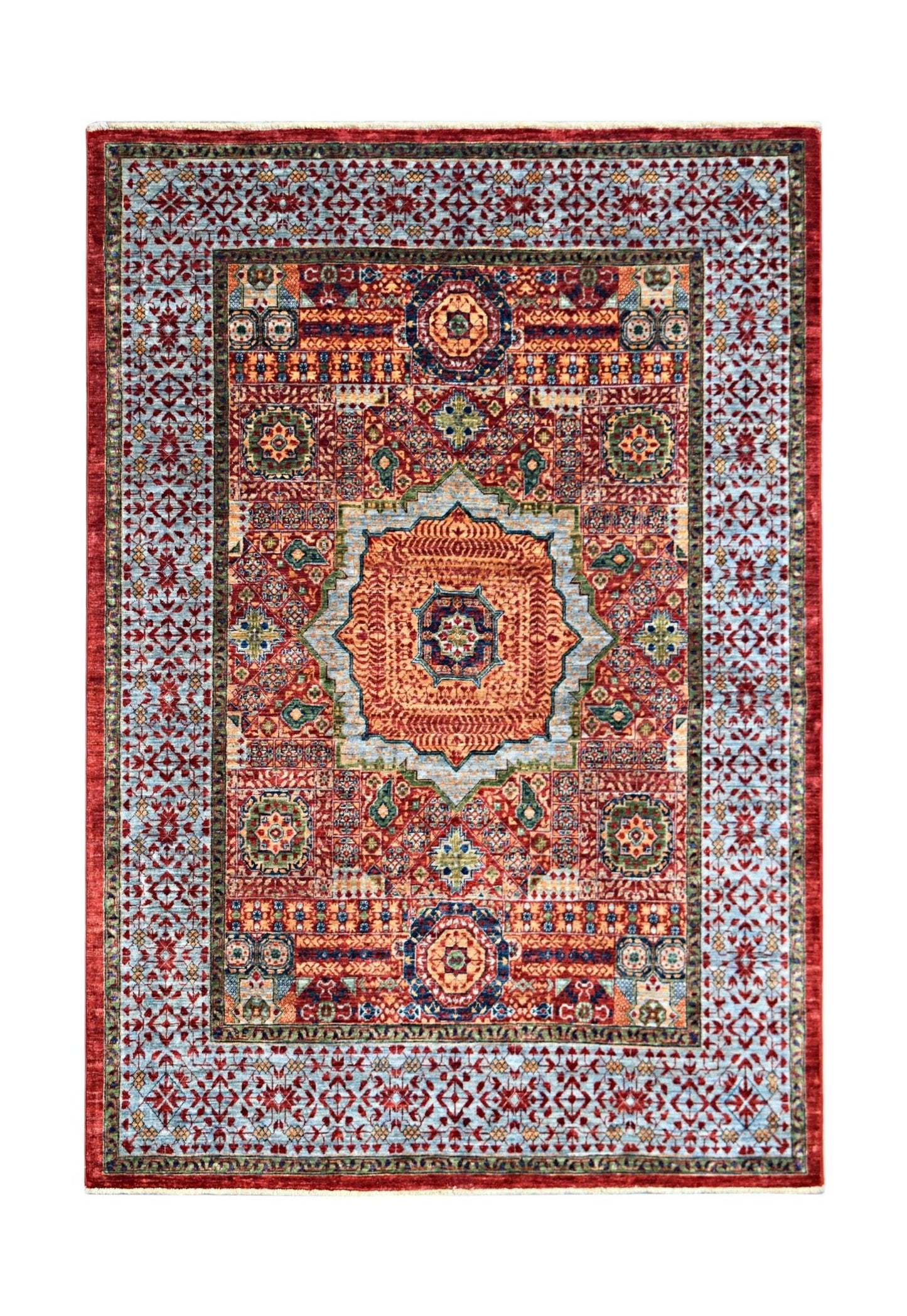 Handmade Traditional Mamluk Chobi Rug | 213 x 154 cm | 7' x 5' - Najaf Rugs & Textile