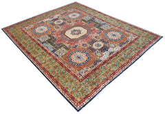 A handmade Afghan Chobi rug featuring a traditional Mamluk medallion pattern in earthy tones.