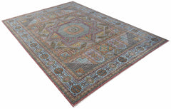 A rectangular, handwoven Afghan Chobi rug featuring a traditional Mamluk geometric pattern.