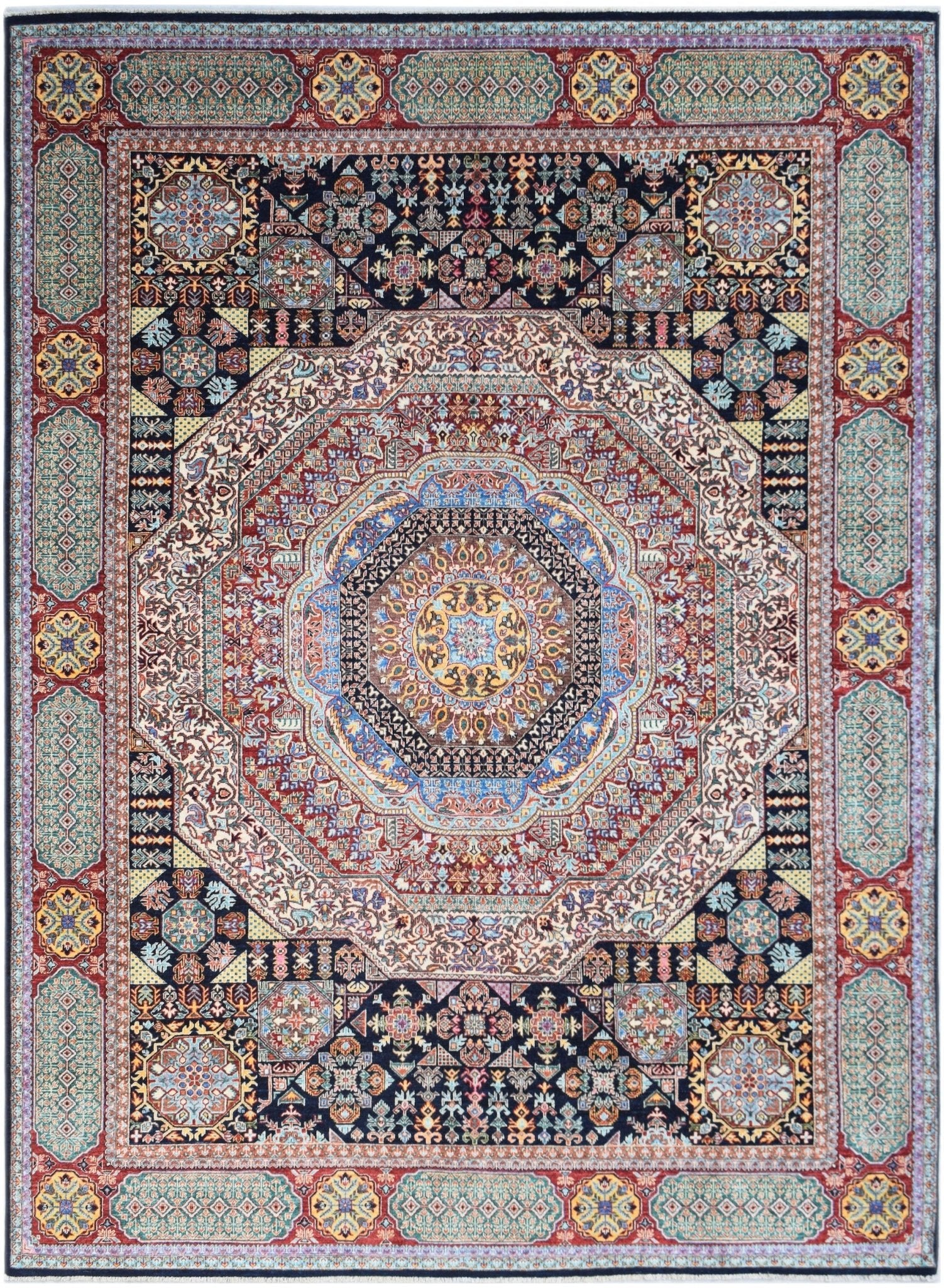 A rectangular Afghan Chobi rug featuring a complex Mamluk medallion design in rich, earthy tones.