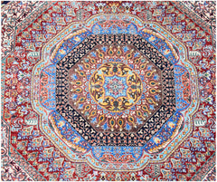 A handmade Afghan Chobi rug featuring a complex, colorful Mamluk medallion design.