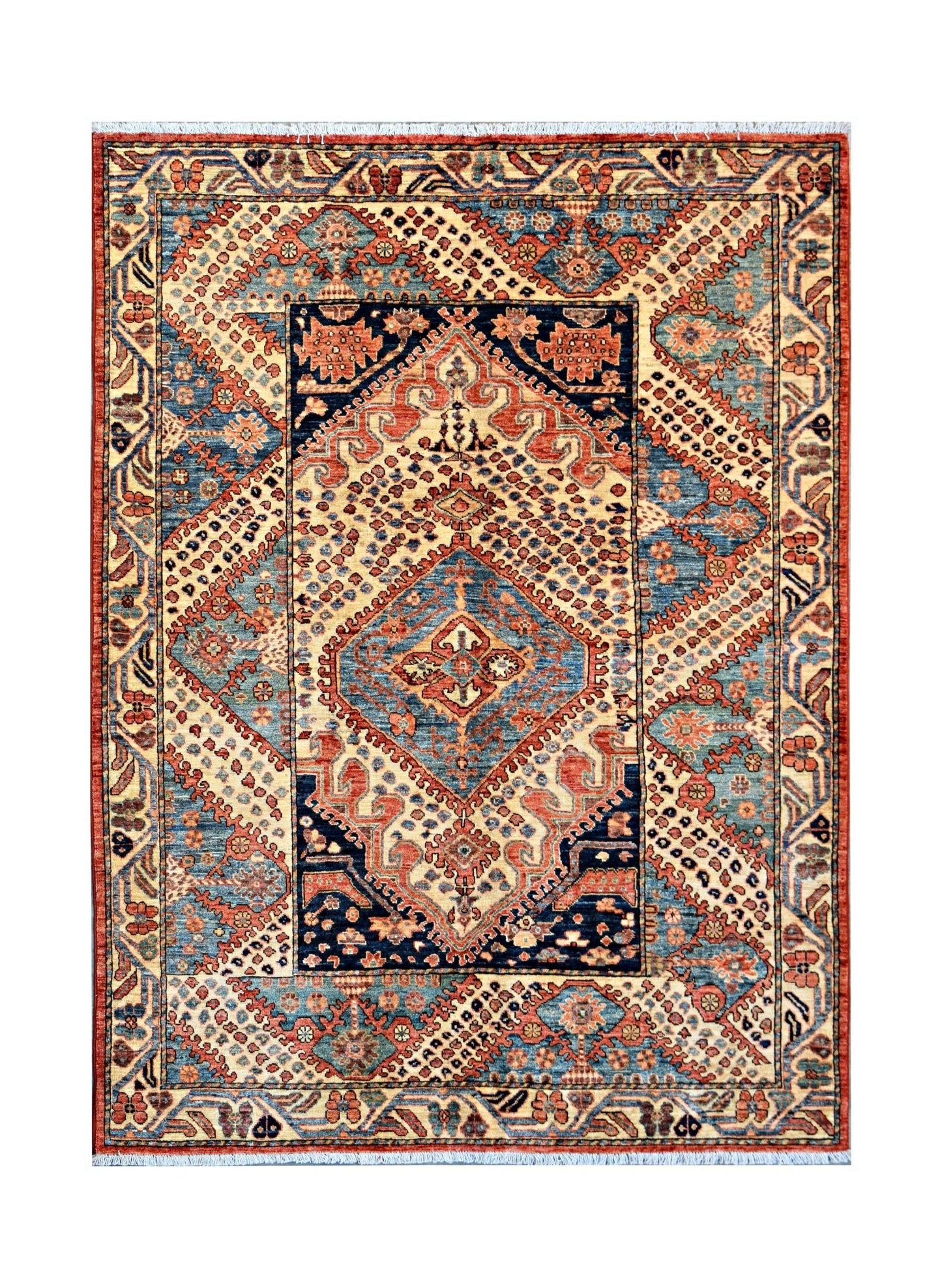 Handmade Traditional Afghan Chobi Rug | 203 x 156 cm | 6'8" x 5'2" - Najaf Rugs & Textile