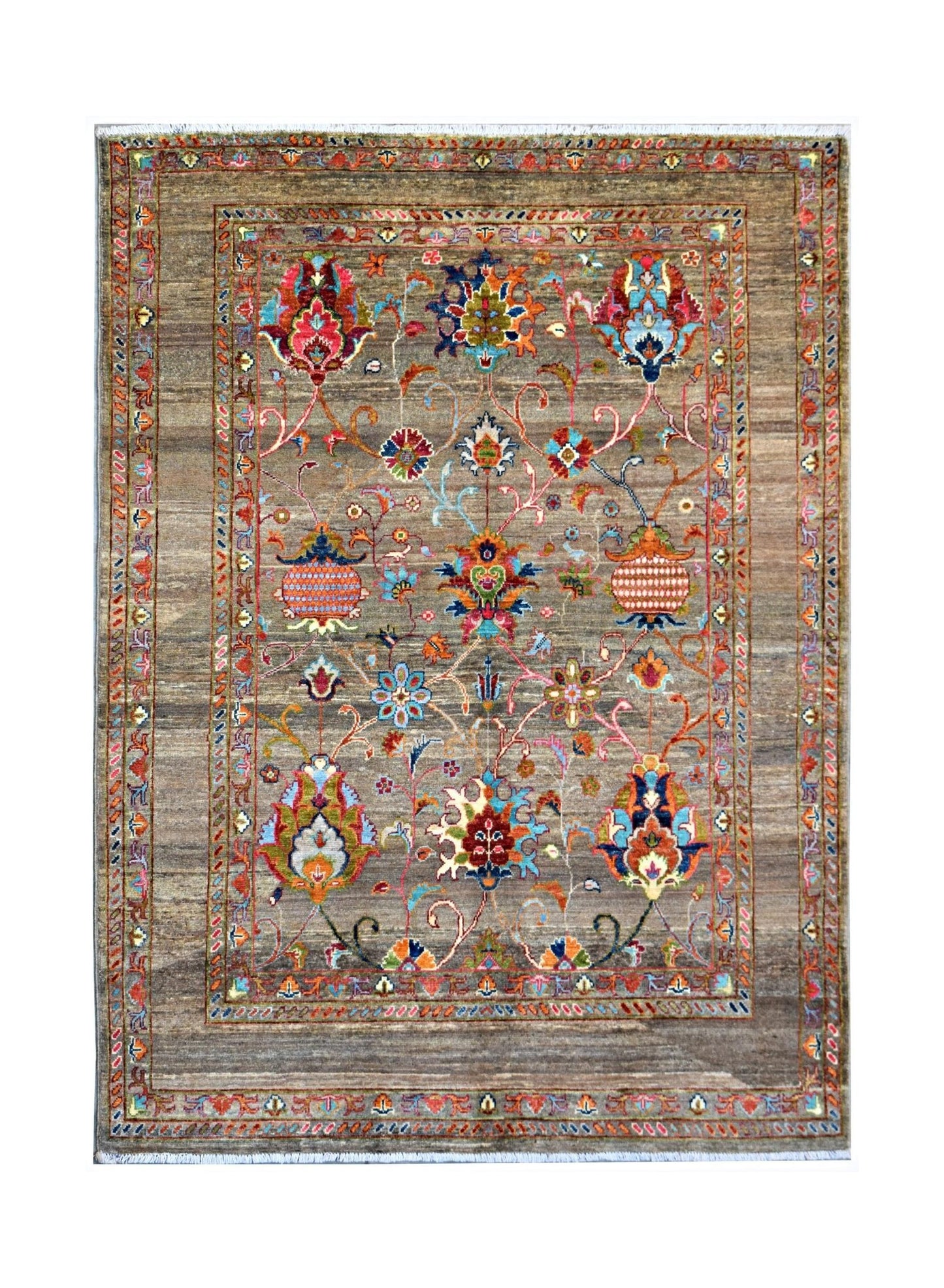 Handmade Traditional Afghan Chobi Rug | 208 x 155 cm | 6'10" x 5'1" - Najaf Rugs & Textile