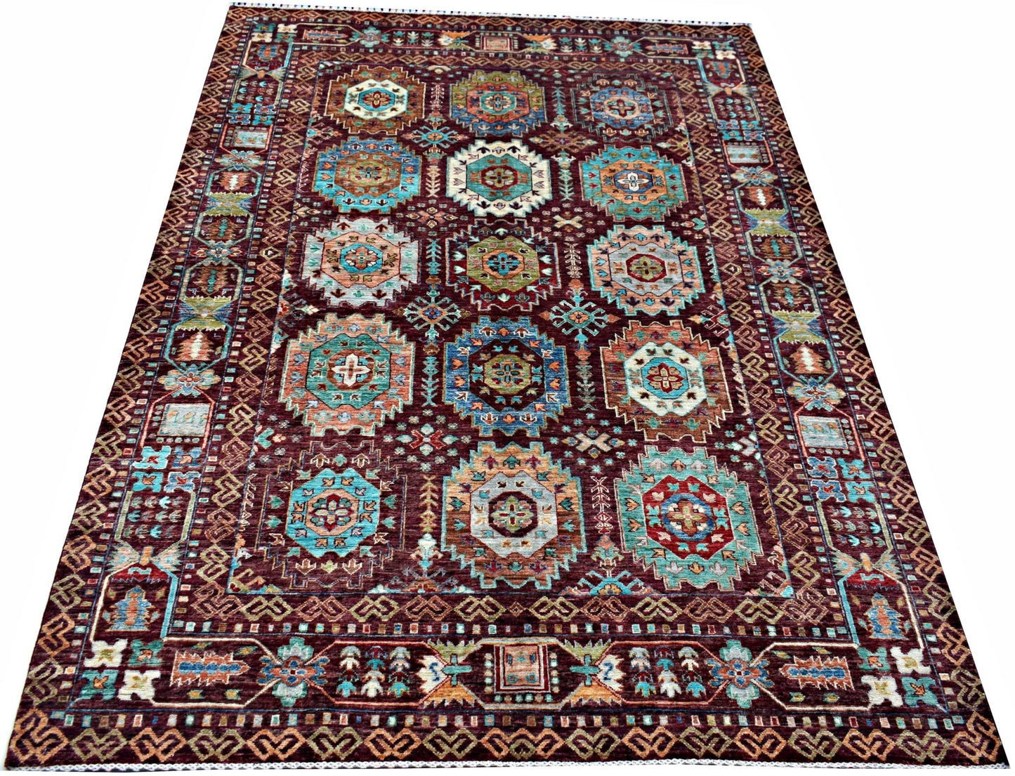 Handmade Traditional Afghan Chobi Rug | 247 x 174 cm | 8'1" x 5'9" - Najaf Rugs & Textile