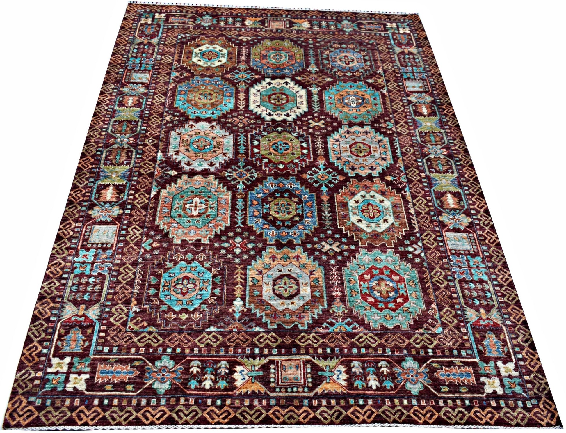Handmade Traditional Afghan Chobi Rug | 247 x 174 cm | 8'1" x 5'9" - Najaf Rugs & Textile