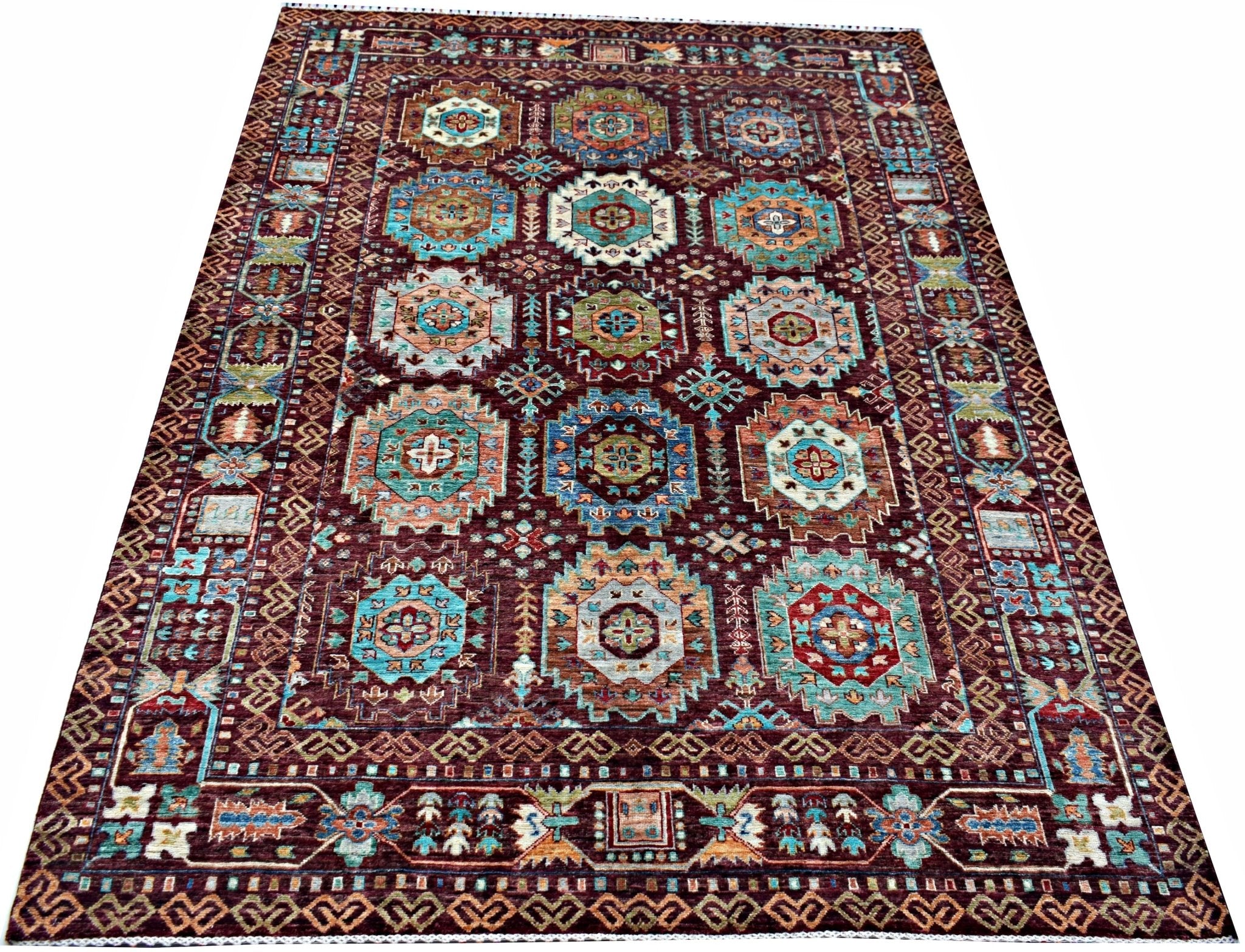 Handmade Traditional Afghan Chobi Rug | 247 x 174 cm | 8'1" x 5'9" - Najaf Rugs & Textile