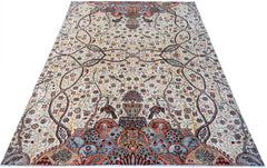 An Afghan Chobi rug featuring a traditional floral and bird pattern in soft, earthy tones.