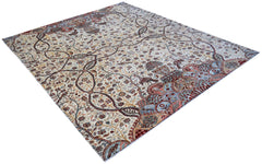 An Afghan Chobi rug featuring a traditional floral vine pattern in muted earth tones.