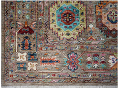 Handwoven Afghan Chobi rug featuring a traditional geometric pattern in earthy and vibrant tones.