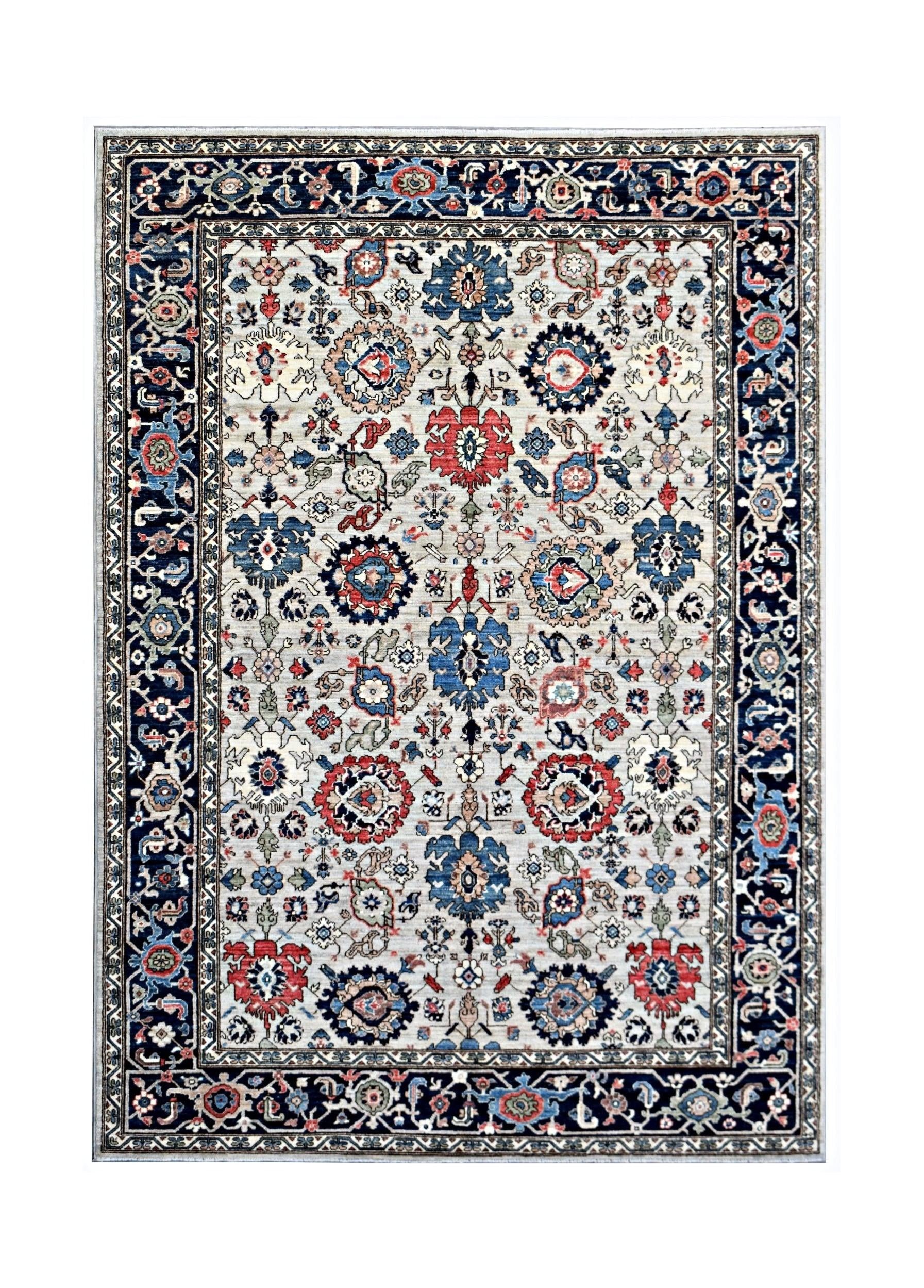 Handmade Transitional Afghan Chobi Rug | 300 x 187 cm | 9'10" x 6'2" - Najaf Rugs & Textile