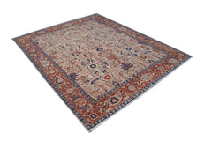 A rectangular Afghan Chobi rug featuring a traditional floral pattern in shades of red and blue.