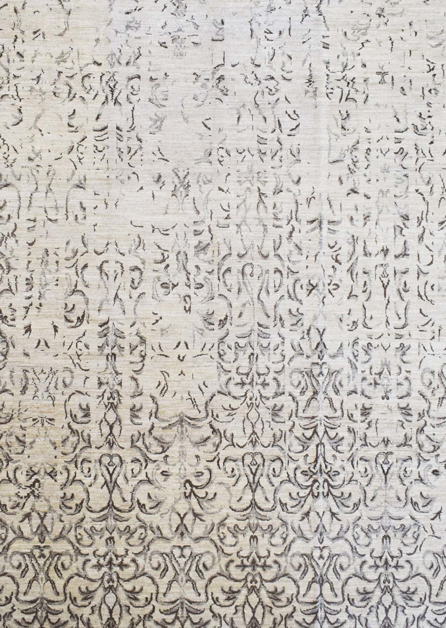 Handmade Afghan Chobi rug featuring a traditional intricate pattern in neutral beige and grey tones.