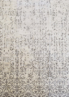 Handmade Afghan Chobi rug featuring a traditional intricate pattern in neutral beige and grey tones.