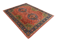 A rectangular Afghan Chobi rug featuring a traditional floral pattern in red, blue, and green.