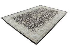 An Afghan Chobi rug featuring a dark brown field with intricate floral patterns and a light border.