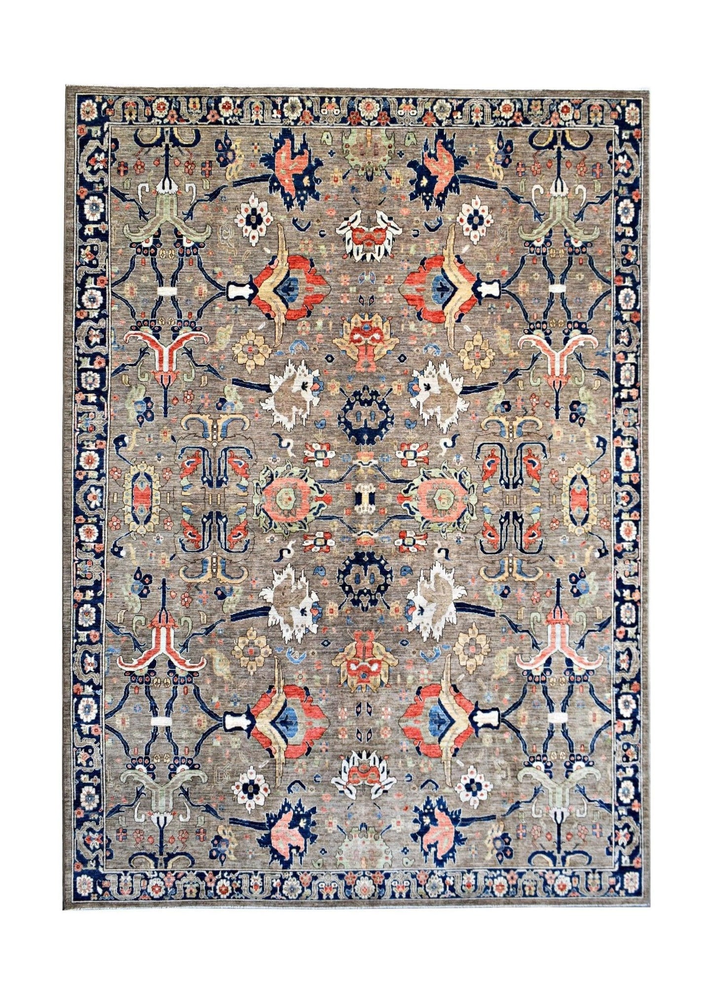 Handmade Transitional Afghan Chobi Rug | 418 x 302 cm | 13'9" x 9'11" - Najaf Rugs & Textile