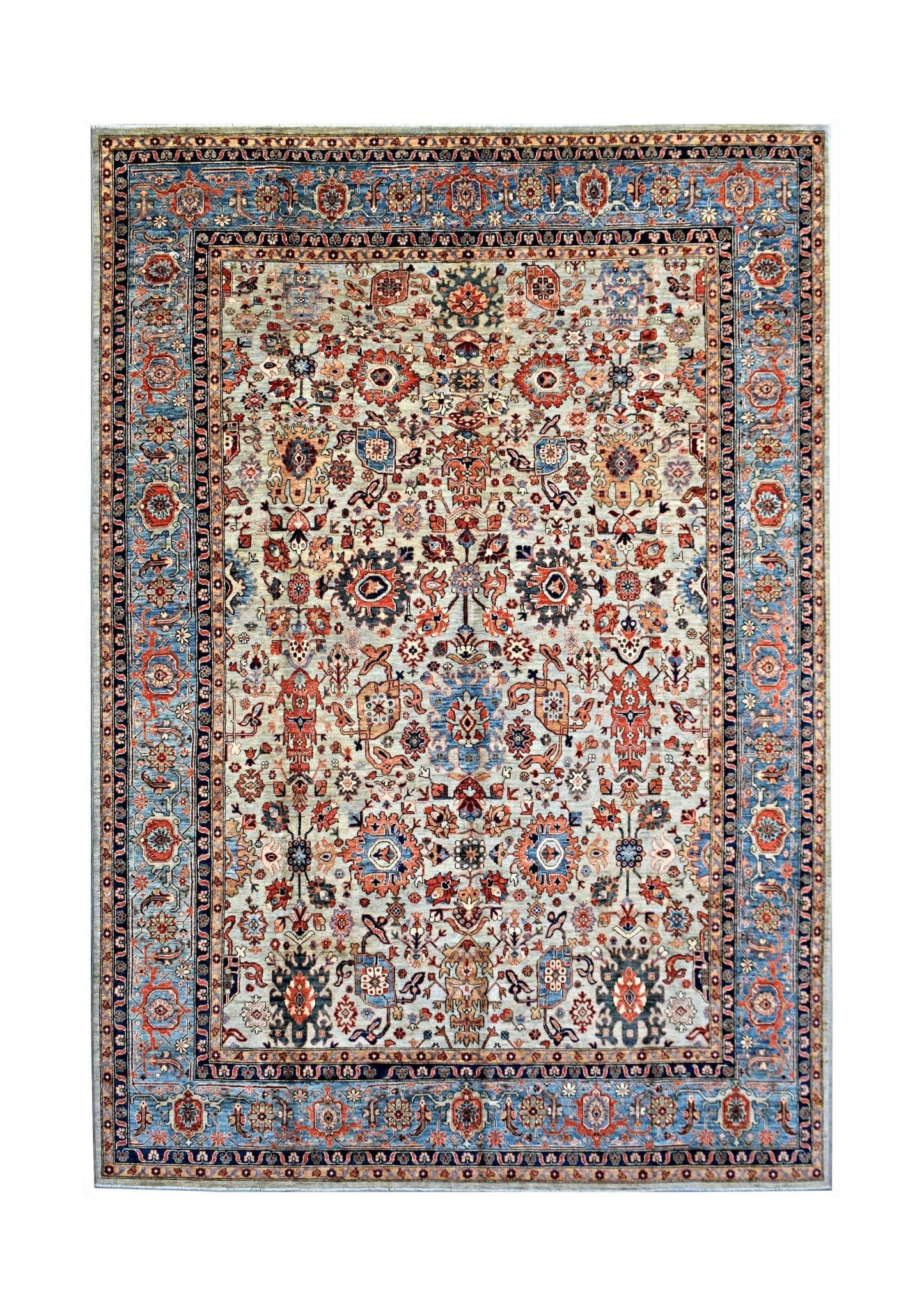 Handmade Transitional Afghan Chobi Rug | 425 x 299 cm | 13'11" x 9'10" - Najaf Rugs & Textile