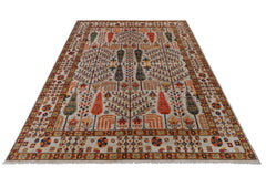 Handmade Traditional Afghan Tree Of Life Rug | 309 x 248 cm | 10'2" x 8'2" - Najaf Rugs & Textile