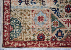 Handmade Afghan Chobi runner featuring a geometric Mamluk medallion design in muted earth tones.