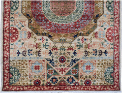 Handmade Afghan Chobi runner rug featuring a traditional Mamluk medallion design in muted tones.