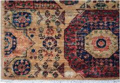 Handmade Afghan Chobi runner rug featuring a traditional Mamluk medallion design in warm tones.