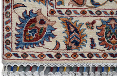A handmade Afghan Chobi runner featuring intricate floral patterns in vibrant colors on a cream base.