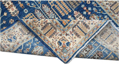 A handwoven Afghan Chobi runner featuring a blue field with a traditional Tree of Life pattern.