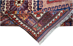 A handwoven Afghan Herati rug featuring intricate geometric patterns in vibrant wool colors.
