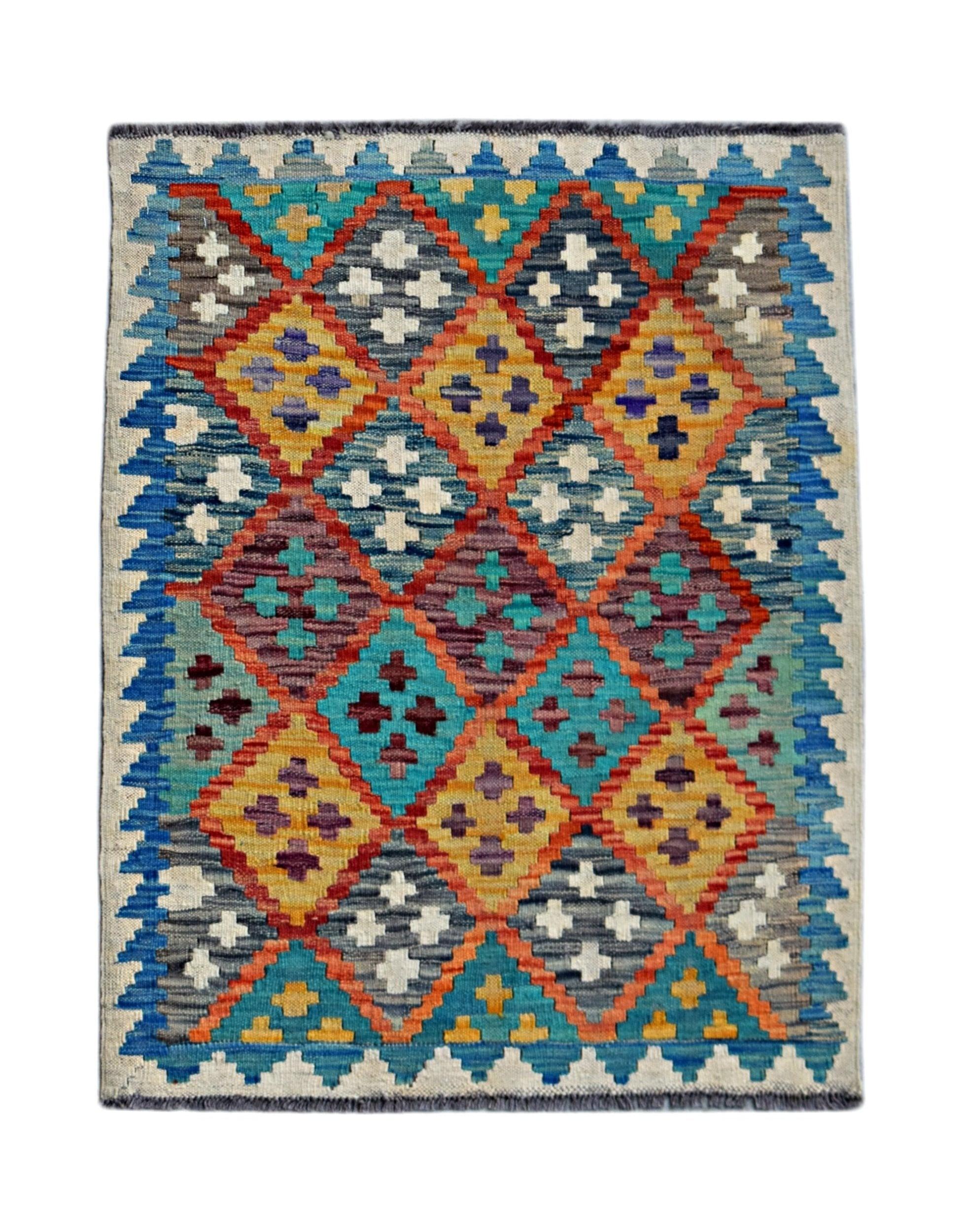 Handmade Afghan Maimana Kilim | 106 x 82 cm | 3'6" x 2'9" - Najaf Rugs & Textile