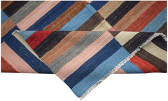 Afghan Maimana Kilim with diagonal stripes in various colors.