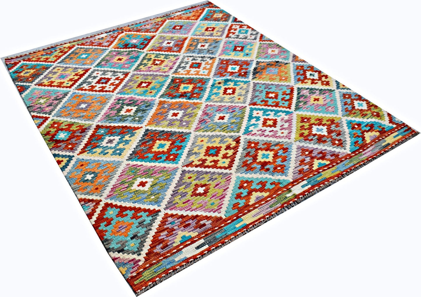Handmade Afghan Maimana Kilim | 185 x 151 cm | 6'1" x 5' - Najaf Rugs & Textile